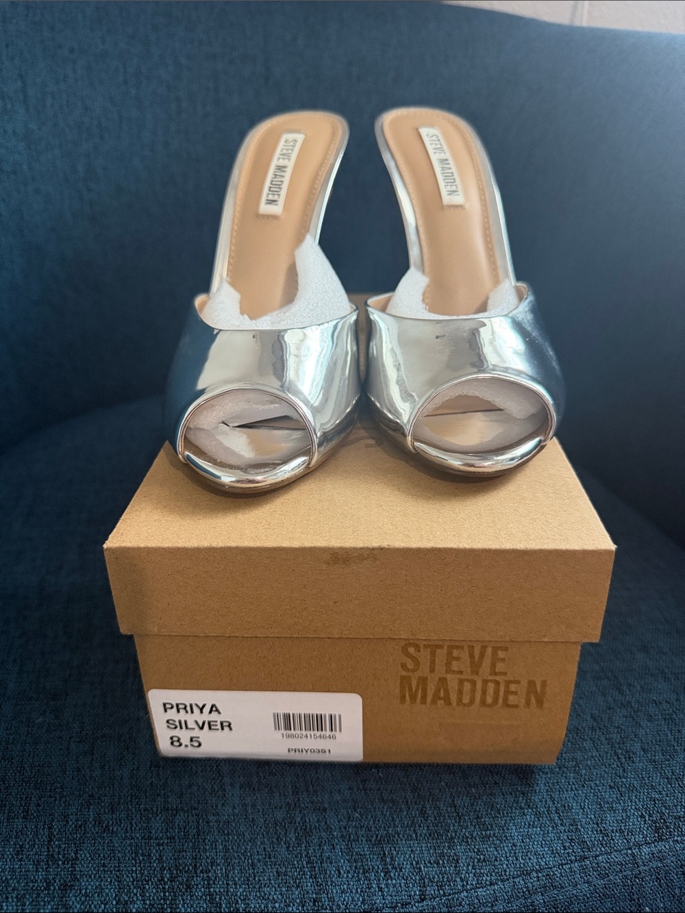 Steve Madden Silver Metallic Open-Toe Mule